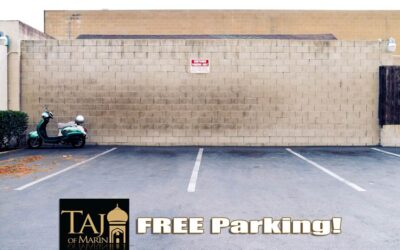 Free Parking behind Taj of Marin